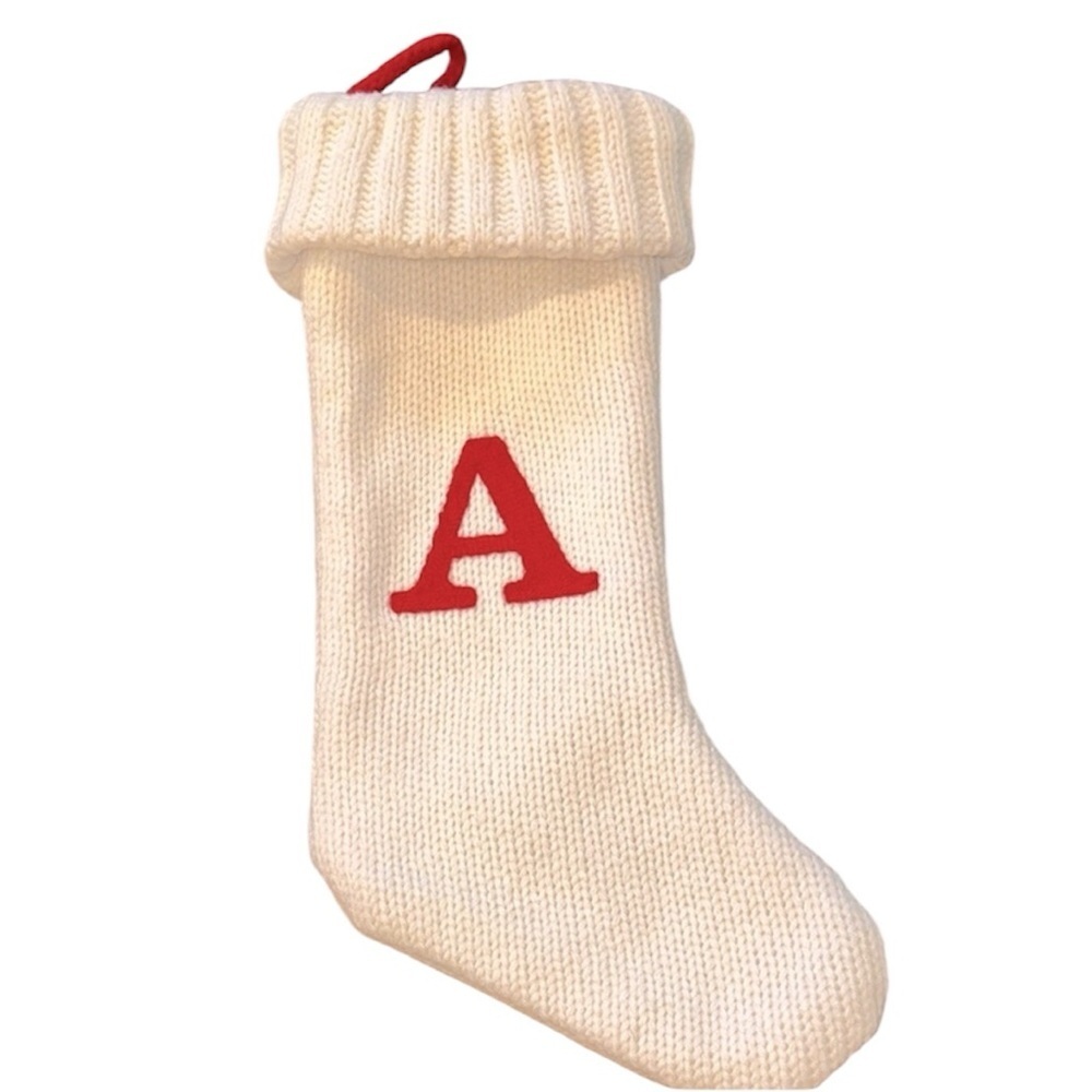 Wondershop Christmas White Knit Stocking with Red Letter A